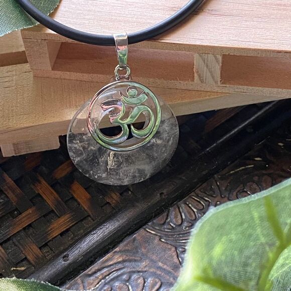 Rock Quartz OM Chakra Necklace - Picture 4 of 5